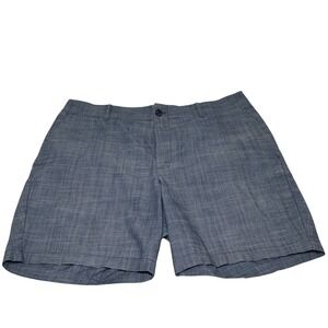 Calvin Klein Blue Gray Cotton Blend Men's Flat Front Shorts 36W